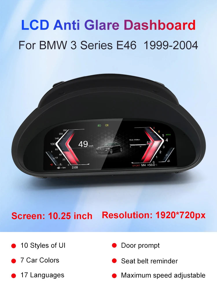 Digital LCD Instrument Cluster – BMW 3 Series M3 E46 | Standard & CarPlay