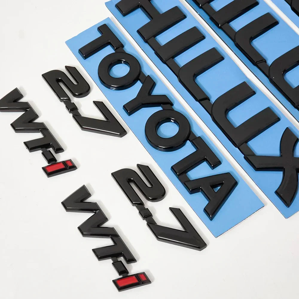 Toyota Hilux 2.7 VVT-i 3D Glossy Black Emblem Sticker Set For 2004-2025