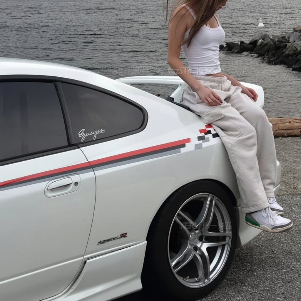 Body Stripe Vinyl Decal Kit – Nissan Silvia S15 | Red, Black & Grey