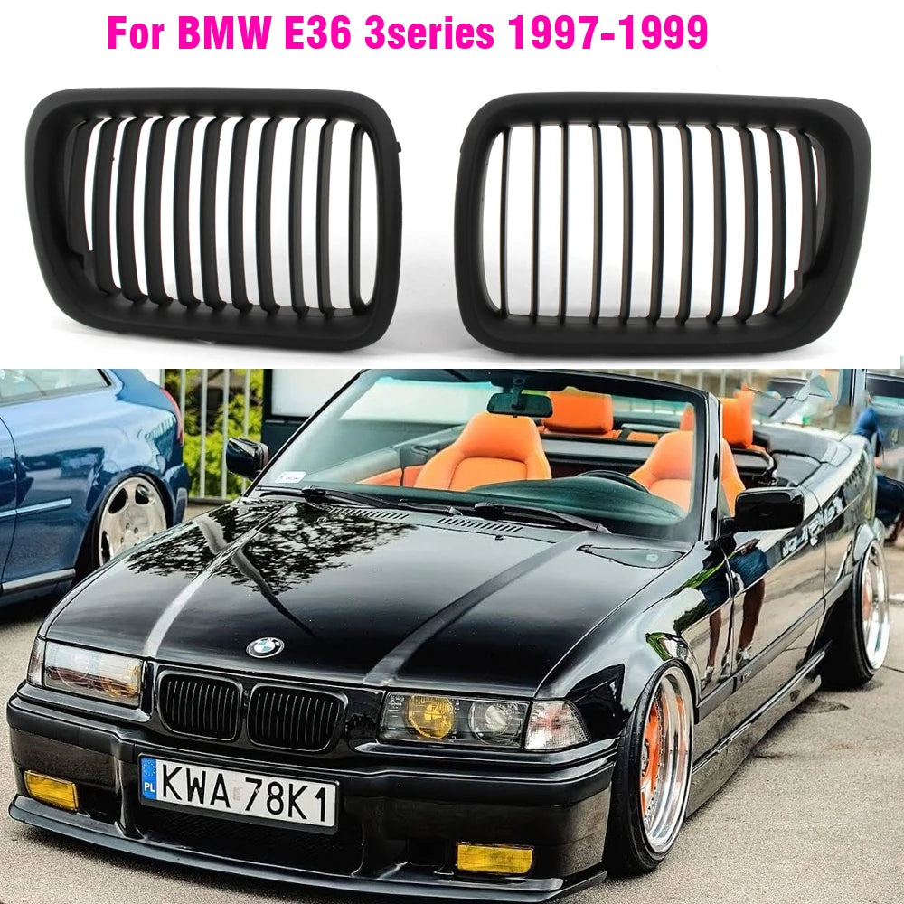 Front Kidney Grille Set – BMW E36 3 Series 1997–1999 | Gloss & Matte Black