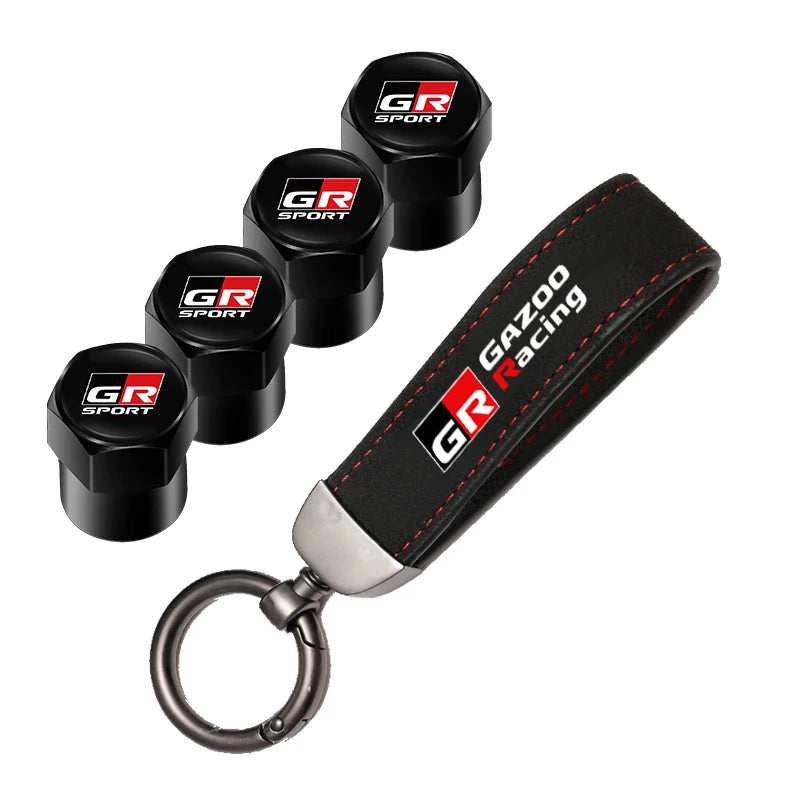 Toyota Tire Valve Caps and Key Chain for GR Corolla, Yaris, Aygo, Prius