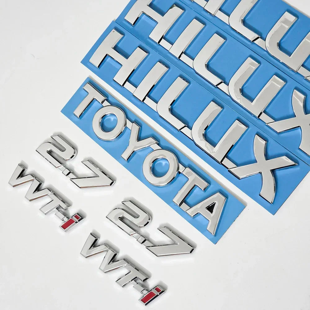 Toyota Hilux 2.7 VVT-i 3D Glossy Black Emblem Sticker Set For 2004-2025
