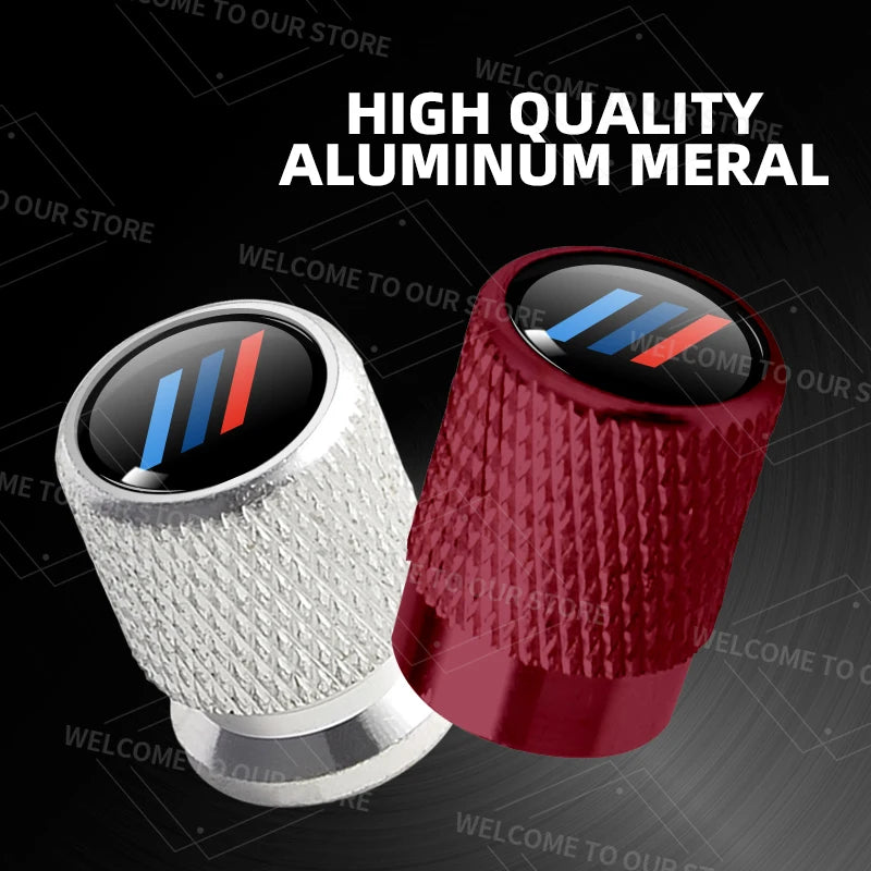 4 Piece Aluminium Valve Caps – Tricolour Sport Logo