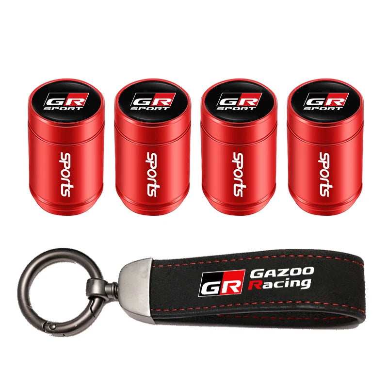 Toyota Tire Valve Caps and Key Chain for GR Corolla, Yaris, Aygo, Prius