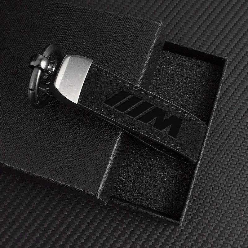 BMW Suede Leather Emblem Keyring for multiple BMW models