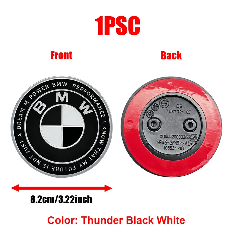 BMW Bonnet Emblem – 82mm Diameter With 2-Or-3-Hole Fixing