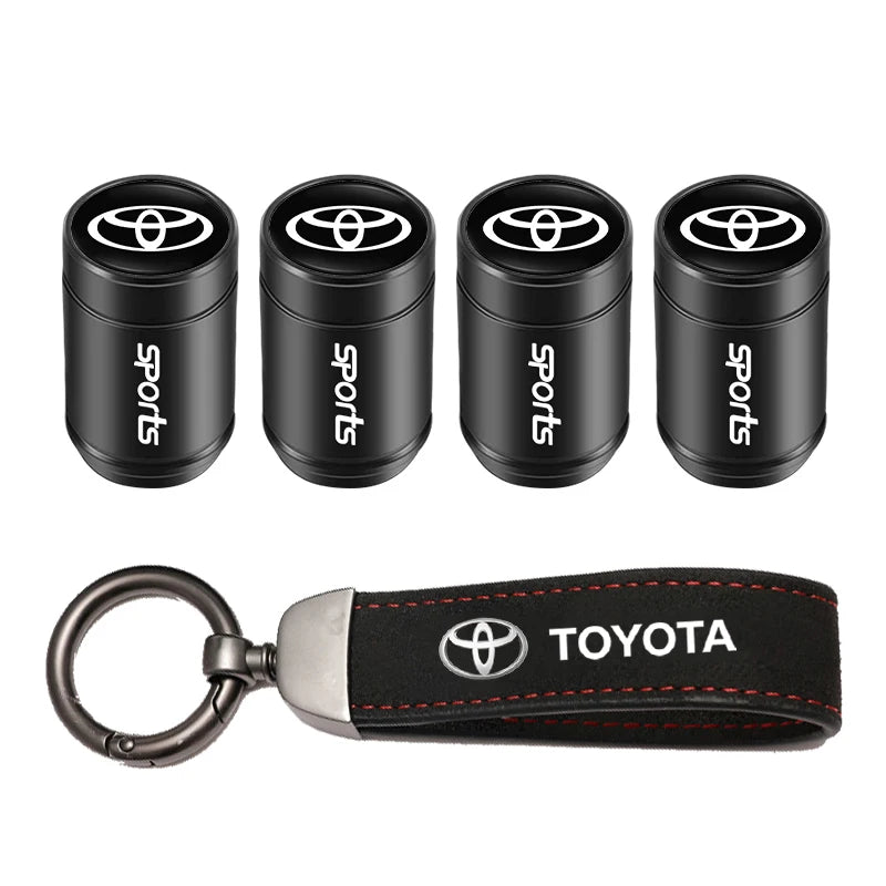 Toyota Tire Valve Caps and Key Chain for GR Corolla, Yaris, Aygo, Prius