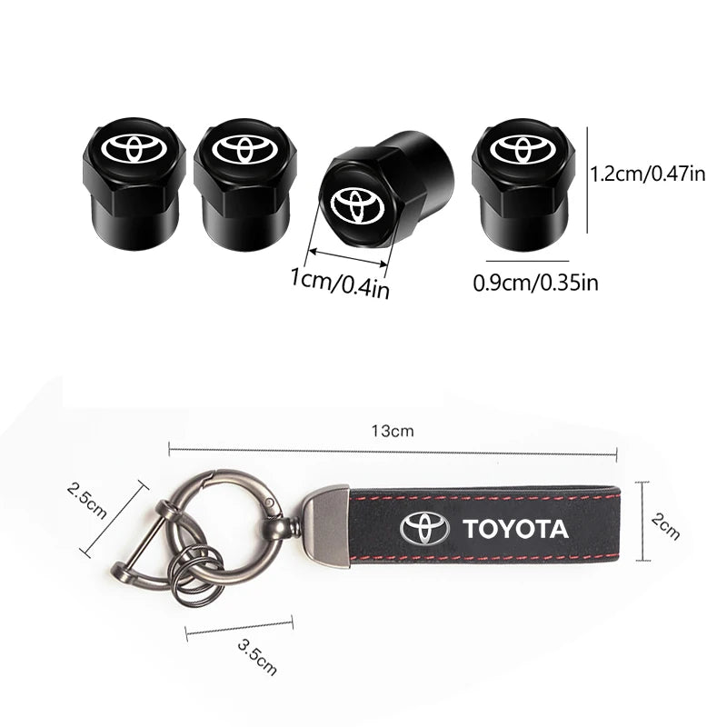 Toyota Tire Valve Caps and Key Chain for GR Corolla, Yaris, Aygo, Prius