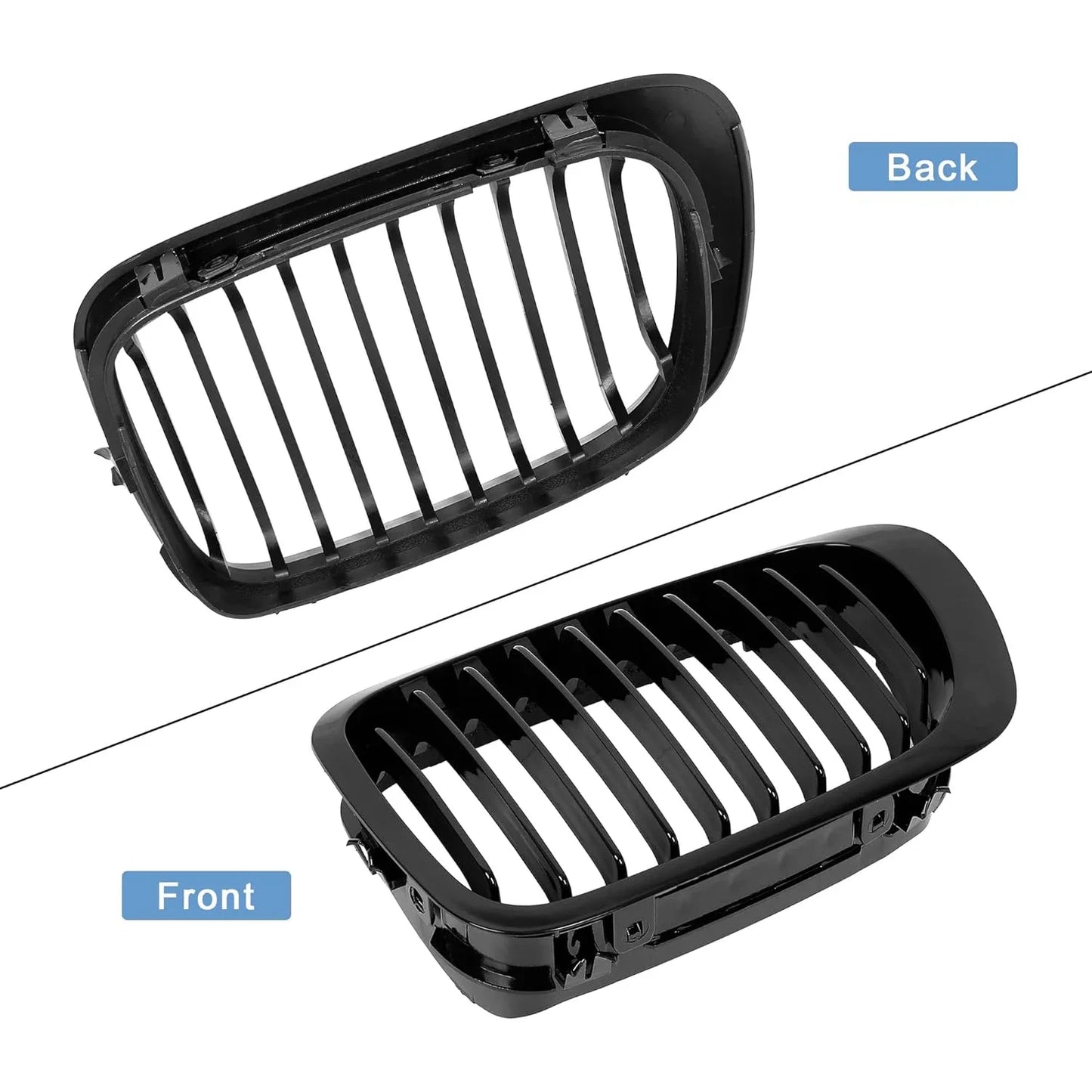 Gloss Black Front Kidney Grille – BMW E46 3 Series 1998–2001 | 2-Door & 4-Door