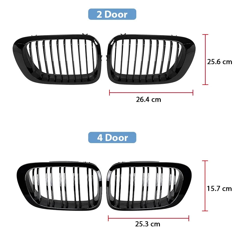 Gloss Black Front Kidney Grille – BMW E46 3 Series 1998–2001 | 2-Door & 4-Door