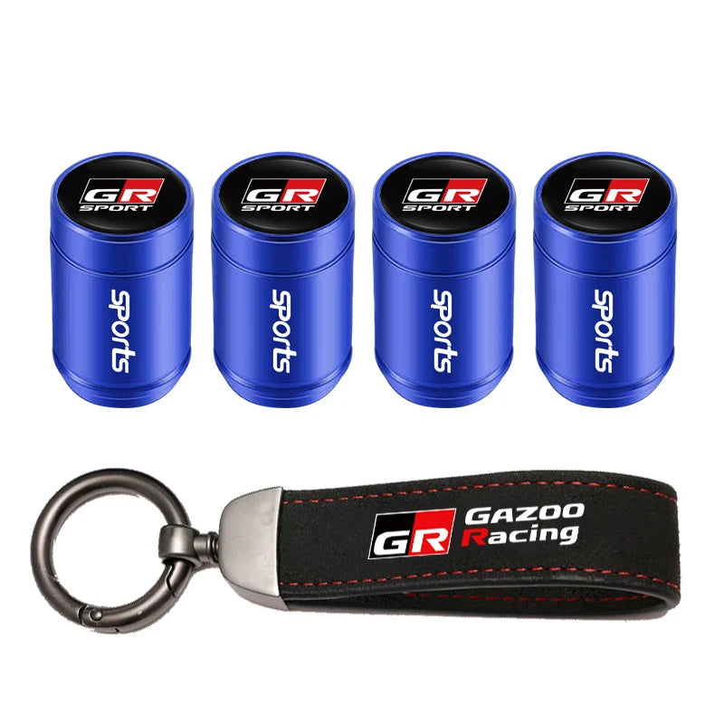 Toyota Tire Valve Caps and Key Chain for GR Corolla, Yaris, Aygo, Prius