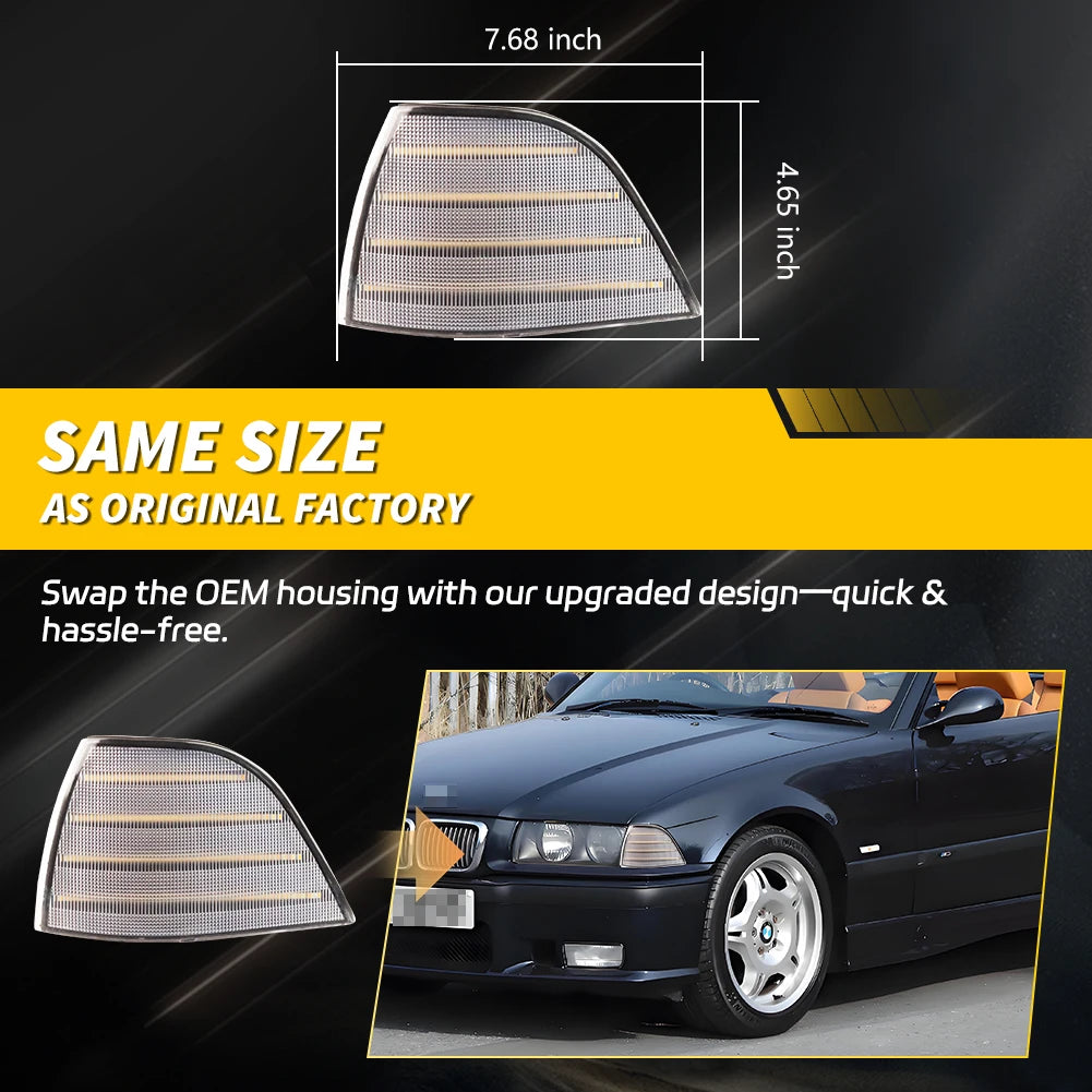 Sequential LED Front Corner Turn Signal Lights – BMW E36 Coupe & Convertible 1992–1999