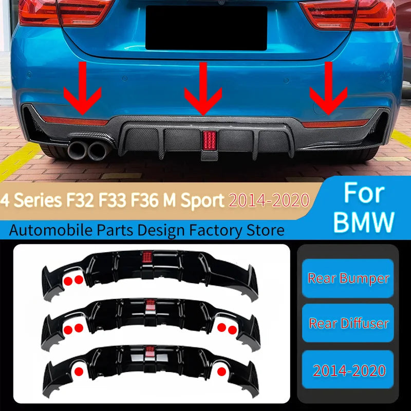 BMW 4 Series F32 F33 F36 Rear Bumper Lip Diffuser - M Sport