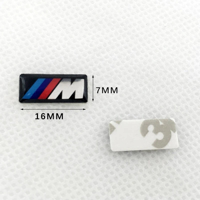 Steering Wheel Badge Stickers – 4pc M Emblem Set 16mm 17mm 19mm