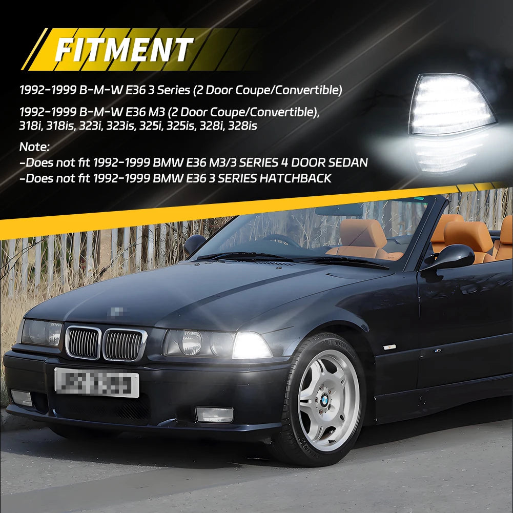 Sequential LED Front Corner Turn Signal Lights – BMW E36 Coupe & Convertible 1992–1999