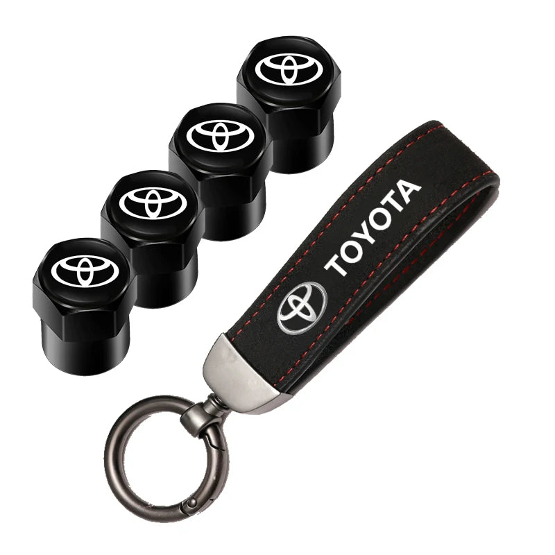 Toyota Tire Valve Caps and Key Chain for GR Corolla, Yaris, Aygo, Prius