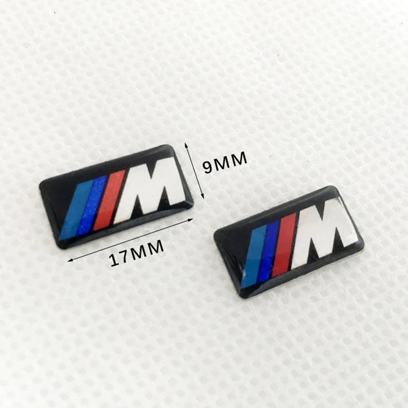 Steering Wheel Badge Stickers – 4pc M Emblem Set 16mm 17mm 19mm