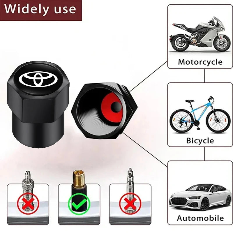 Toyota Tire Valve Caps and Key Chain for GR Corolla, Yaris, Aygo, Prius