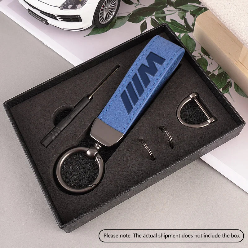 BMW Suede Leather Emblem Keyring for multiple BMW models