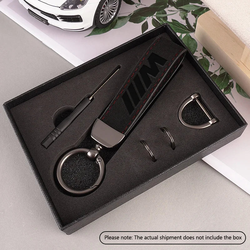 BMW Suede Leather Emblem Keyring for multiple BMW models