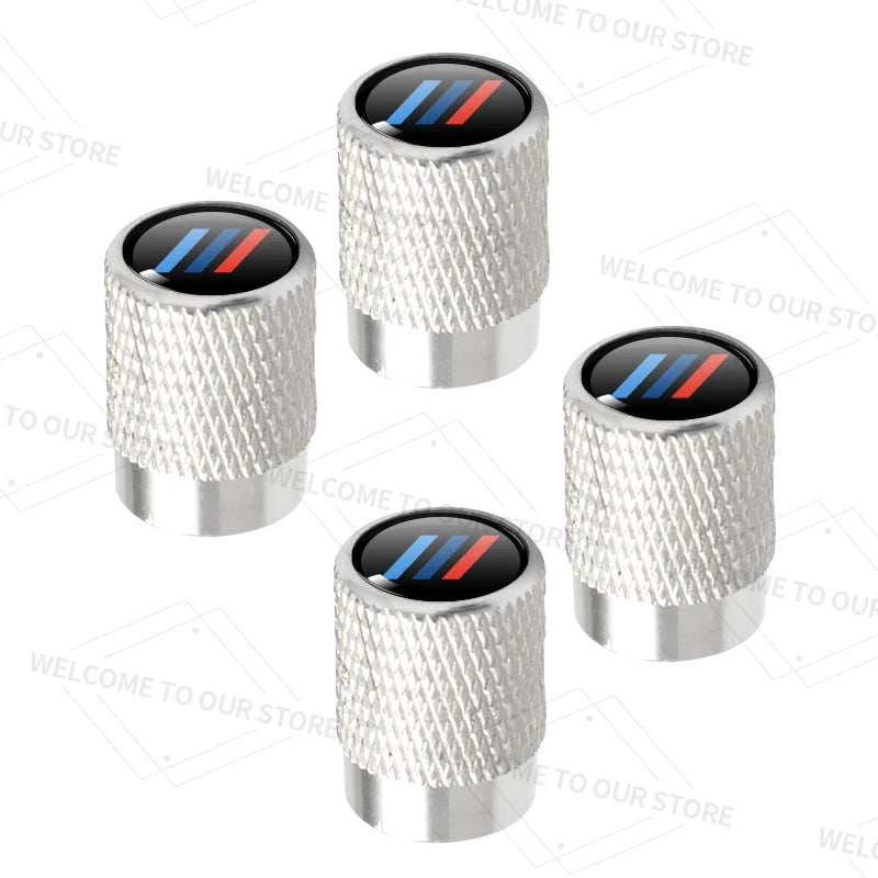 4 Piece Aluminium Valve Caps – Tricolour Sport Logo