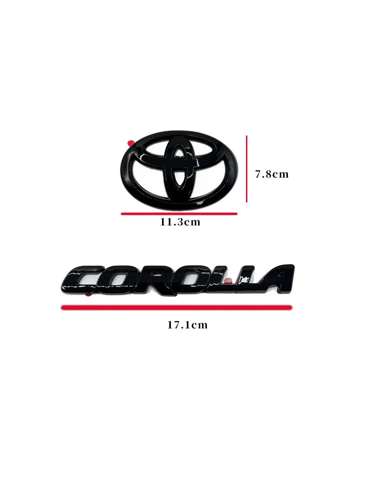 Toyota Emblem Gloss Black Overlay for Corolla 2019-2025 Sedan XSE SE LE