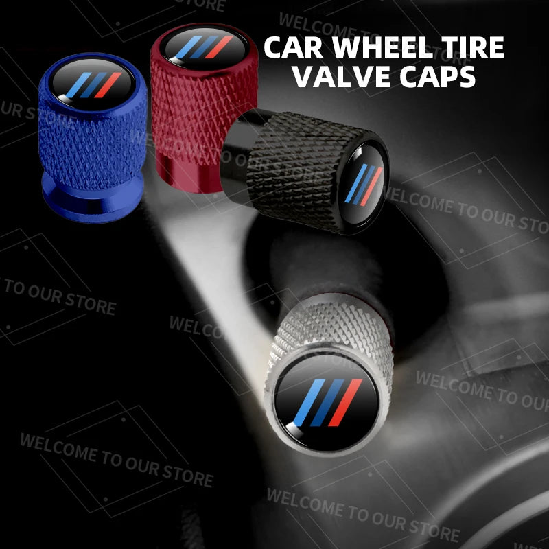 4 Piece Aluminium Valve Caps – Tricolour Sport Logo