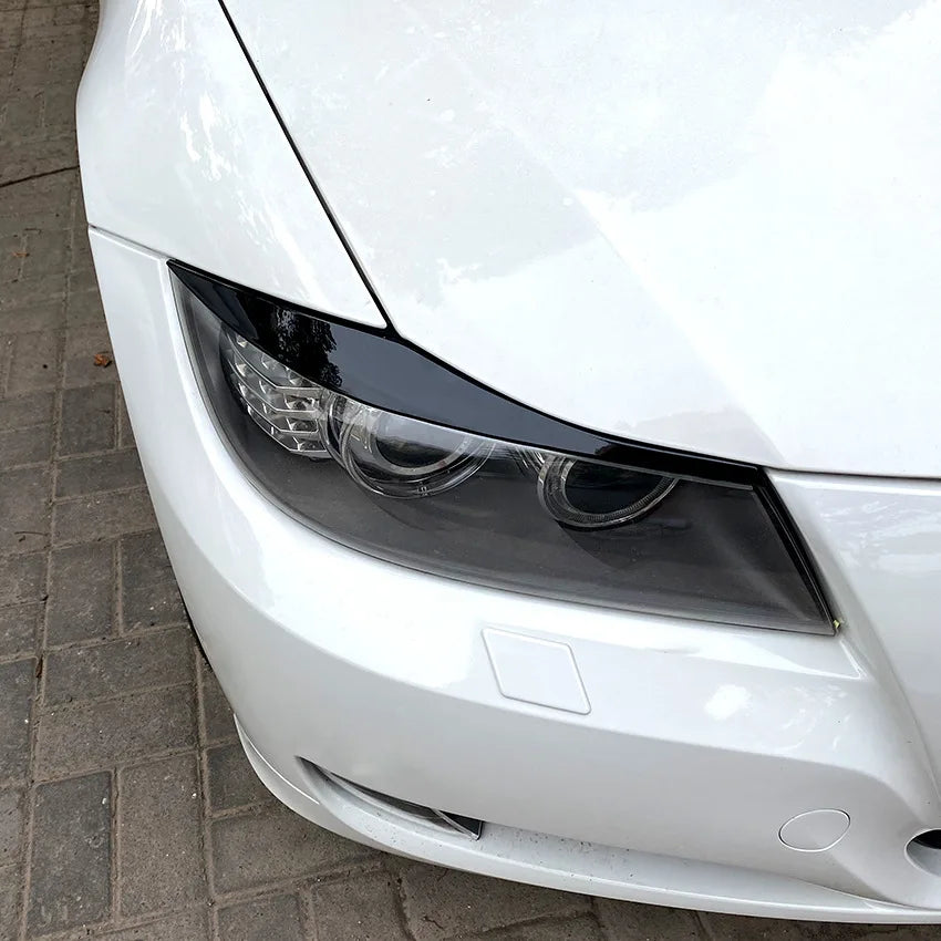 BMW 3 Series E90 E91 Headlight Eyelids – Glossy Black