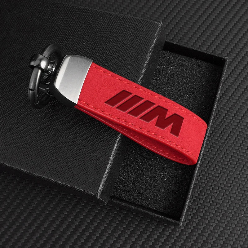 BMW Suede Leather Emblem Keyring for multiple BMW models