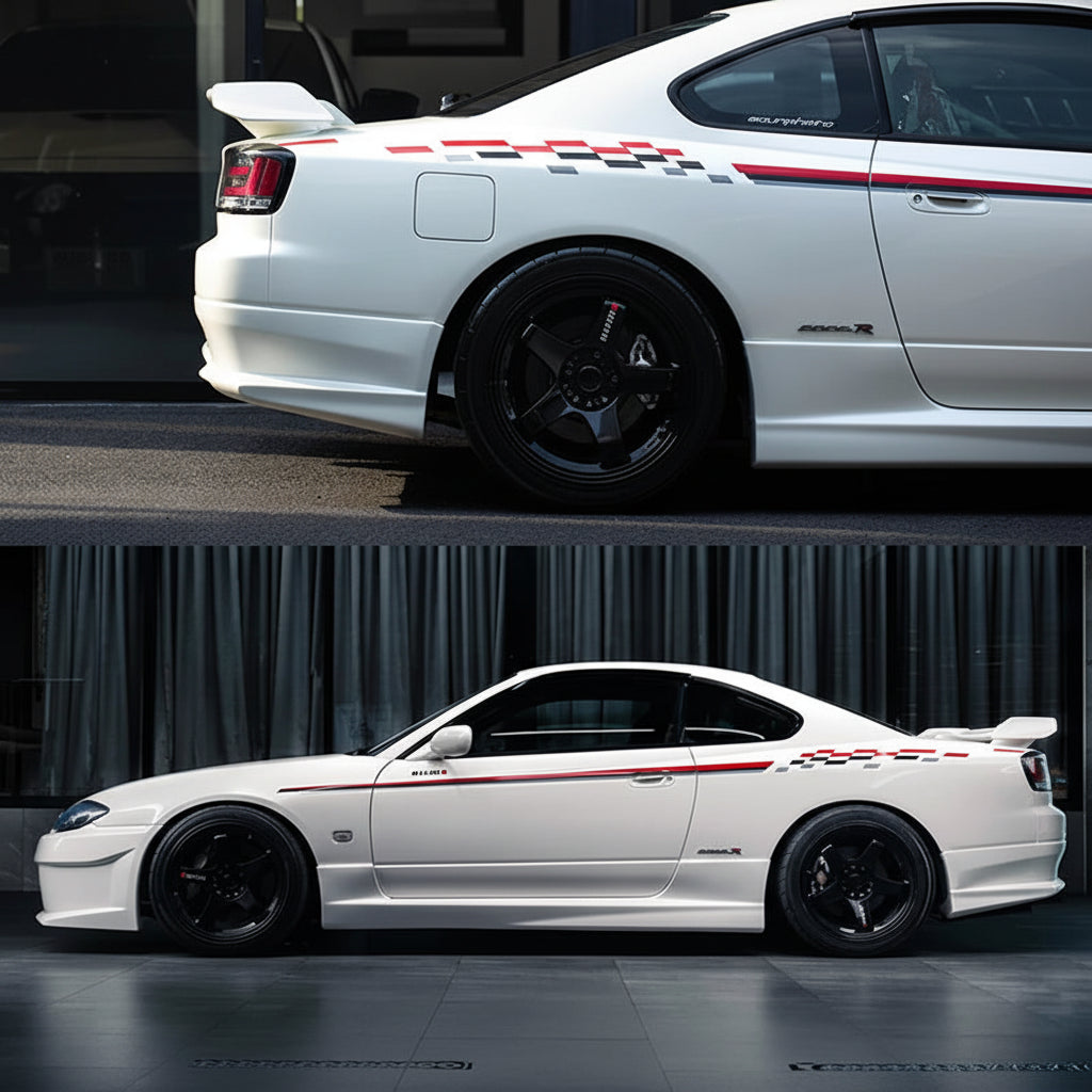 Body Stripe Vinyl Decal Kit – Nissan Silvia S15 | Red, Black & Grey