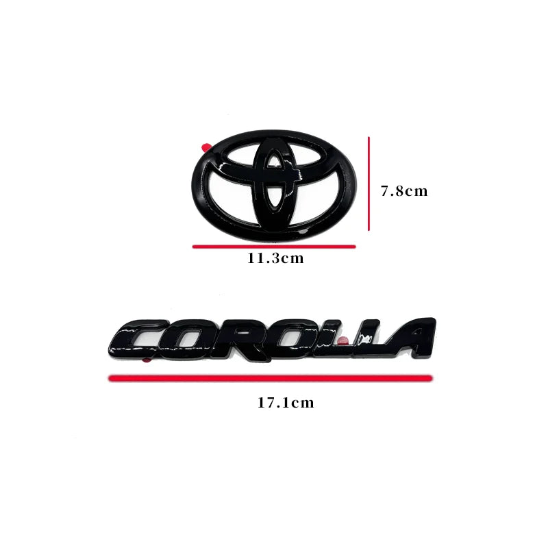 Toyota Emblem Gloss Black Overlay for Corolla 2019-2025 Sedan XSE SE LE