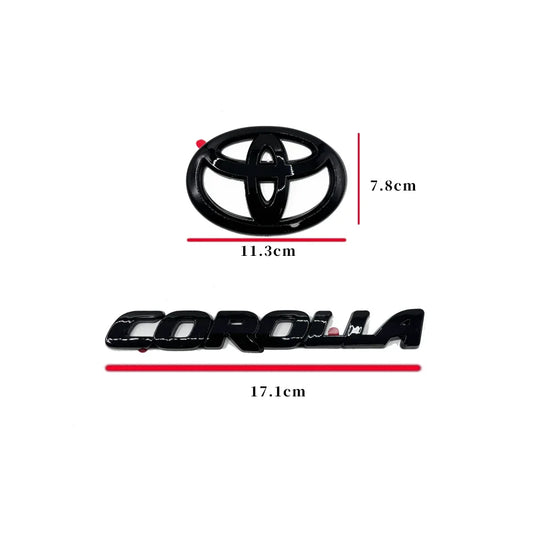 Toyota Emblem Gloss Black Overlay for Corolla 2019-2025 Sedan XSE SE LE