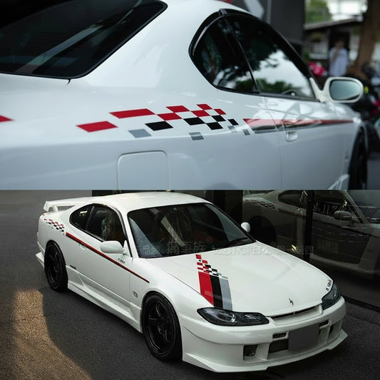 Body Stripe Vinyl Decal Kit – Nissan Silvia S15 | Red, Black & Grey