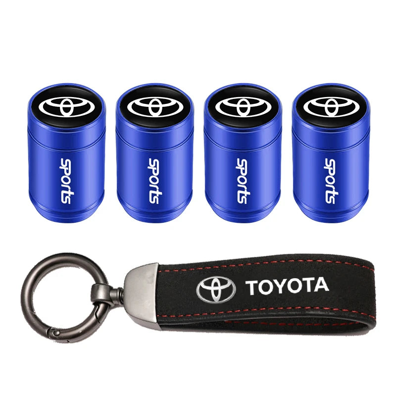 Toyota Tire Valve Caps and Key Chain for GR Corolla, Yaris, Aygo, Prius
