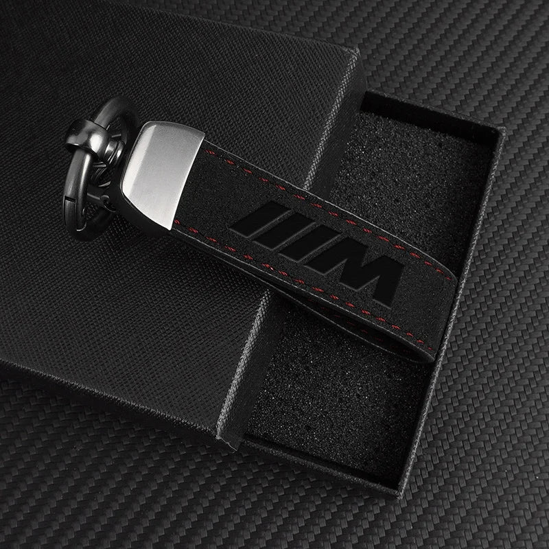 BMW Suede Leather Emblem Keyring for multiple BMW models