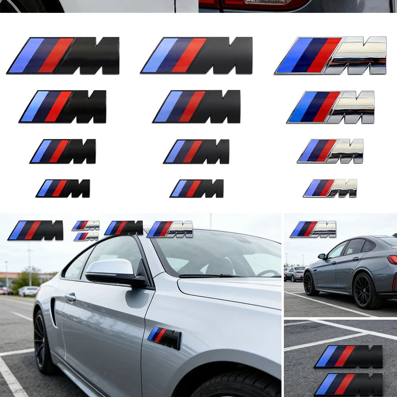 BMW M Logo Fender & Trunk Badge Emblem – 2 Piece Set | Multiple Sizes