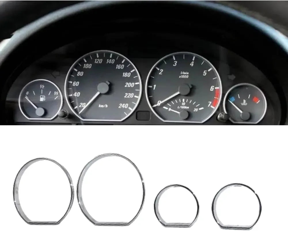 Instrument Cluster Gauge Dial Ring Set – BMW E46 M3 3 Series | Chrome & Matt Silver