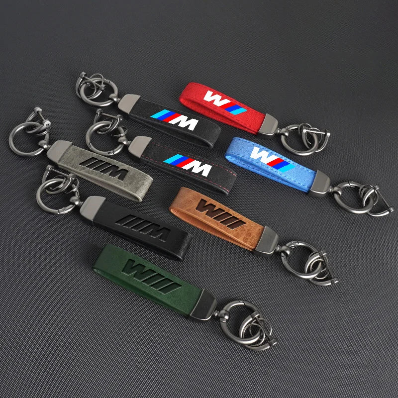 BMW Vintage Leather Logo Keychain for multiple BMW models