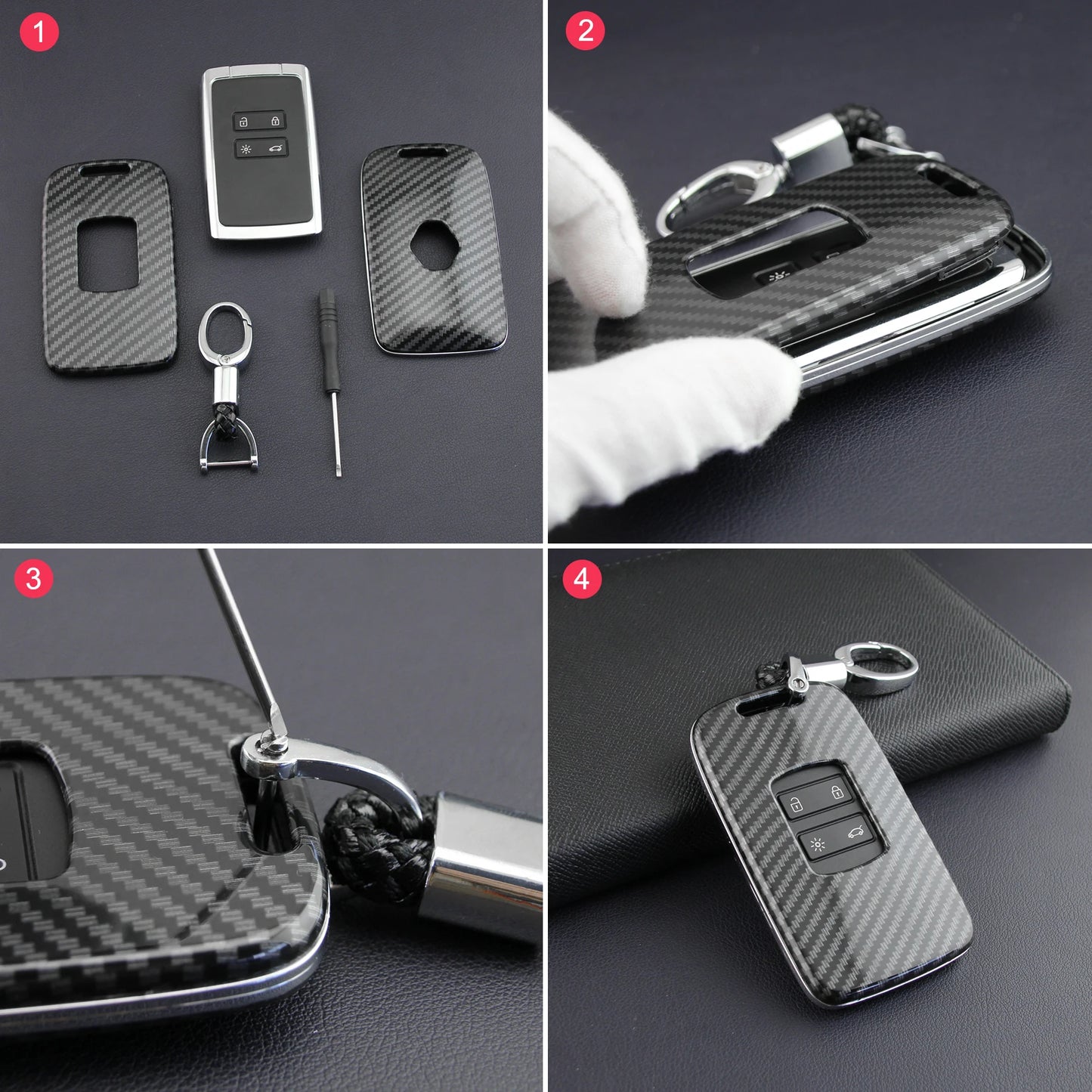 Renault Captur 5 Scenic Symbioz Key Fob Case – Carbon Fiber