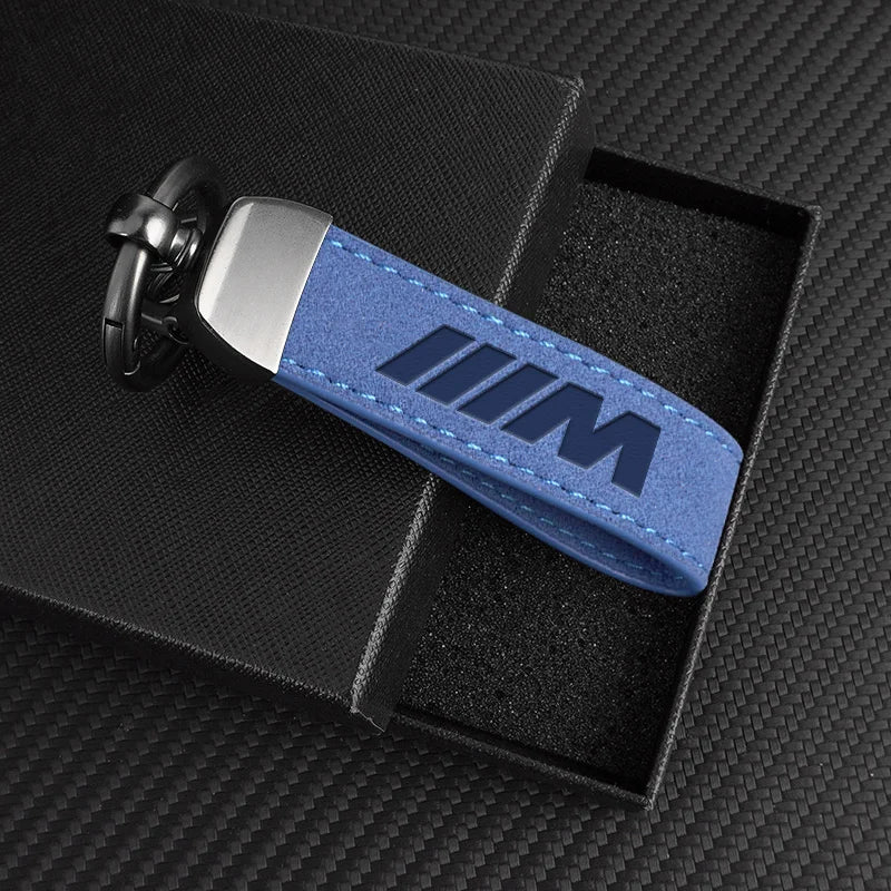 BMW Suede Leather Emblem Keyring for multiple BMW models