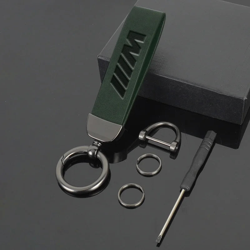 BMW Vintage Leather Logo Keychain for multiple BMW models