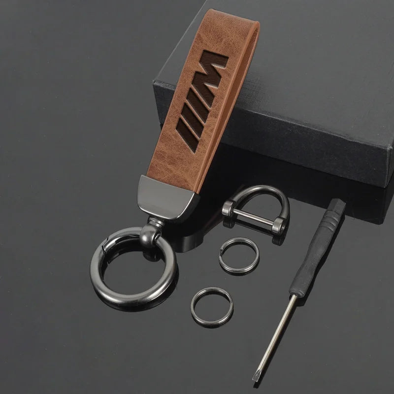 BMW Vintage Leather Logo Keychain for multiple BMW models