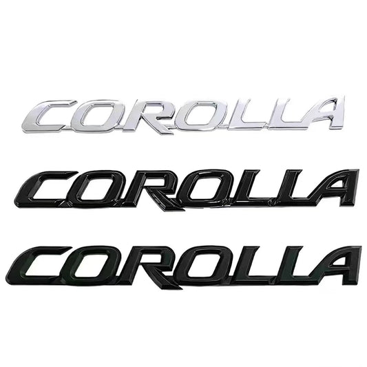Toyota Corolla Trunk Emblem Sticker 3D Glossy Black Silver For Corolla