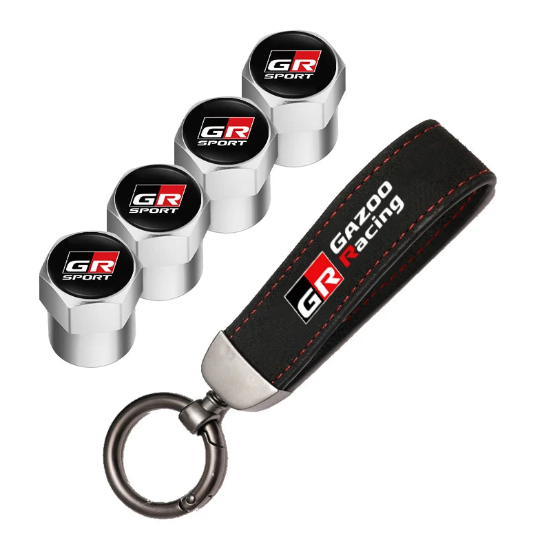 Toyota Tire Valve Caps and Key Chain for GR Corolla, Yaris, Aygo, Prius