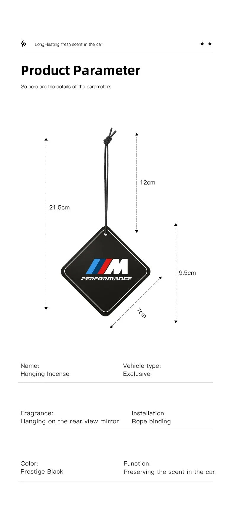 Automotive Cologne Scent Air Freshener Pendant – Durable Plastic Design