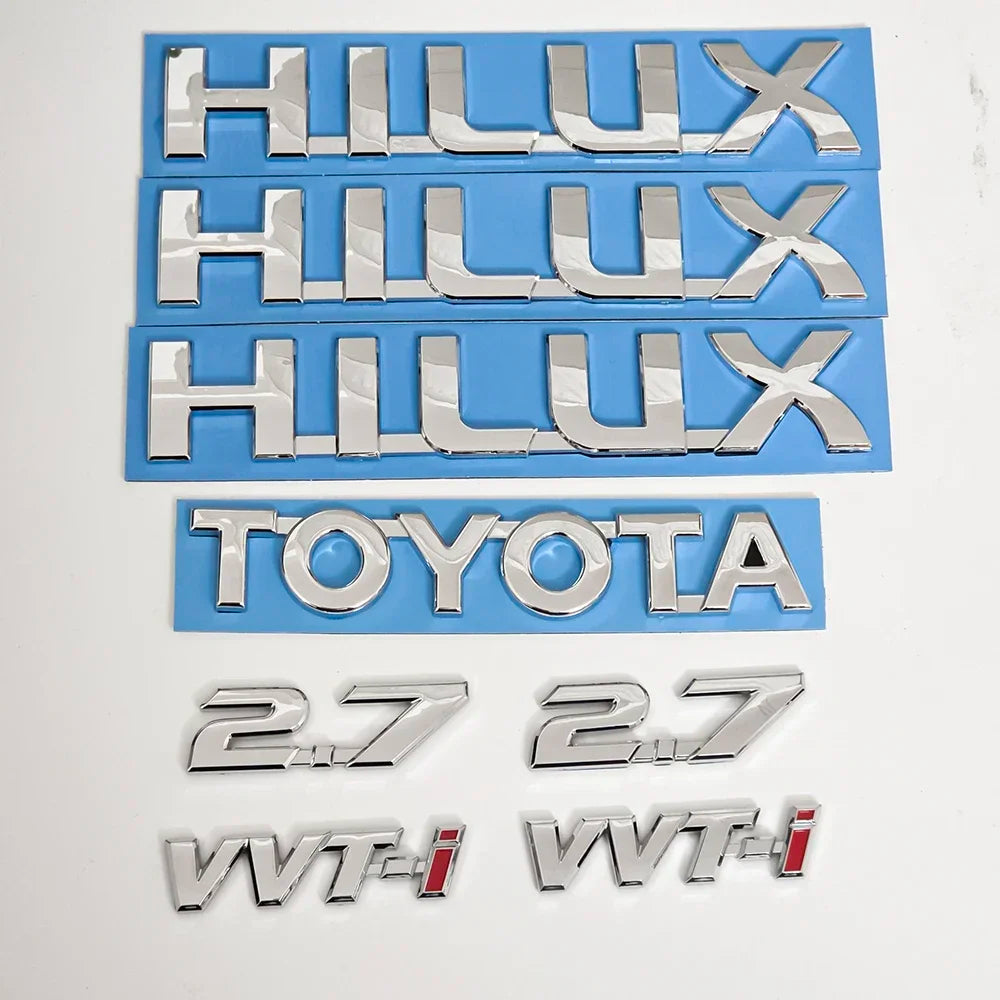 Toyota Hilux 2.7 VVT-i 3D Glossy Black Emblem Sticker Set For 2004-2025