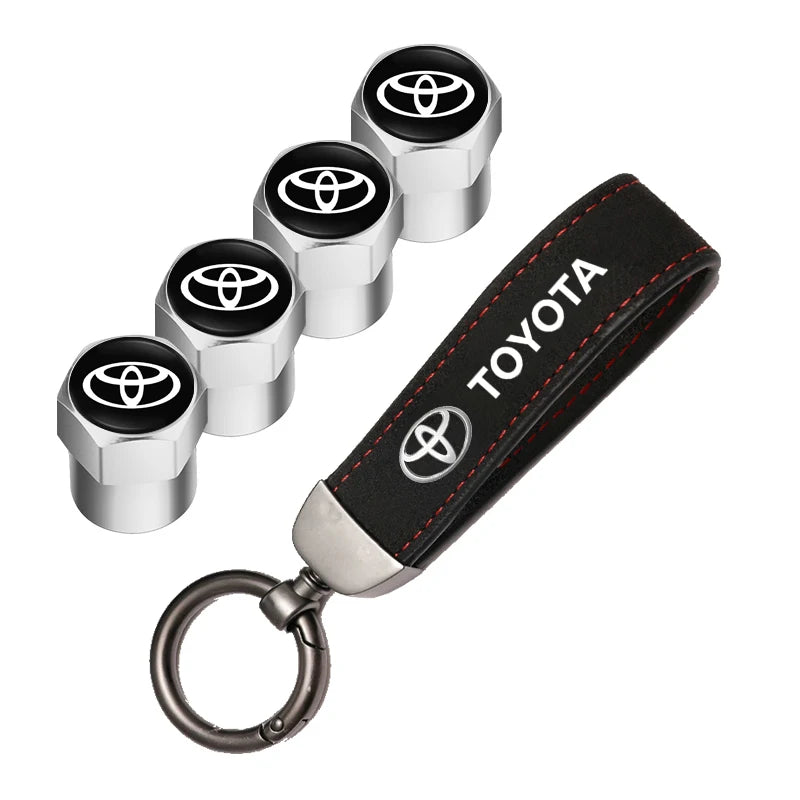 Toyota Tire Valve Caps and Key Chain for GR Corolla, Yaris, Aygo, Prius