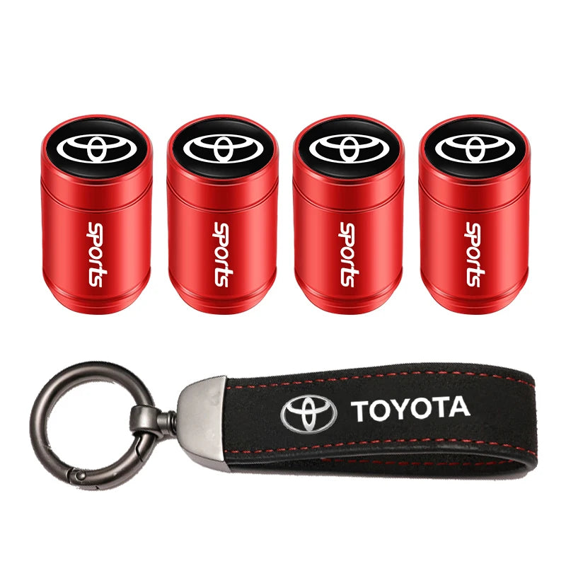 Toyota Tire Valve Caps and Key Chain for GR Corolla, Yaris, Aygo, Prius