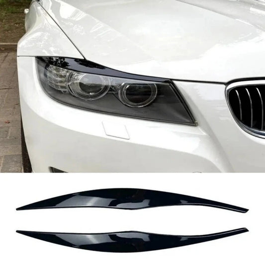 BMW 3 Series E90 E91 Headlight Eyelids – Glossy Black