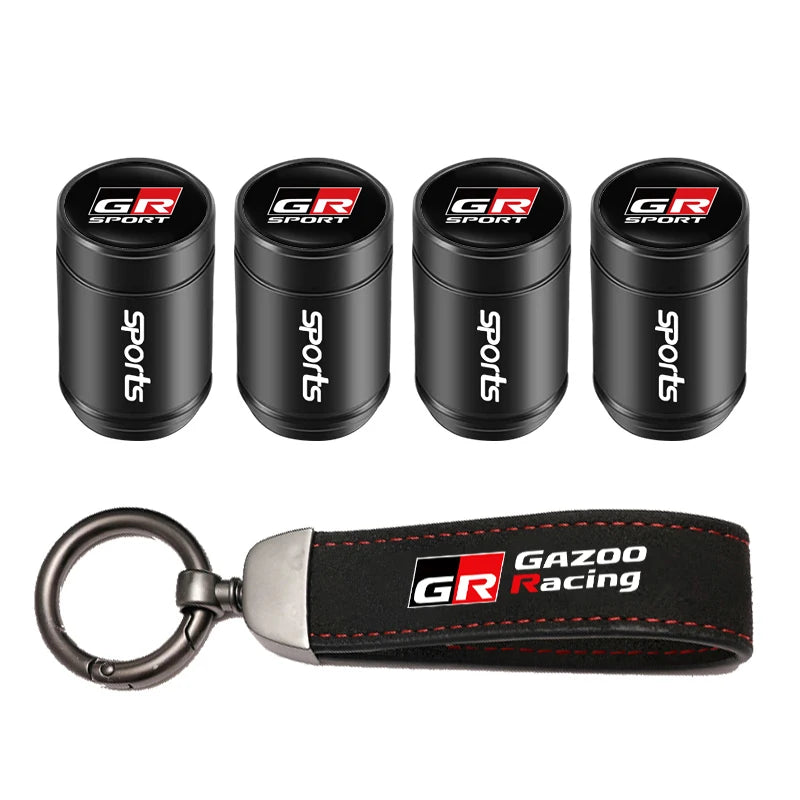 Toyota Tire Valve Caps and Key Chain for GR Corolla, Yaris, Aygo, Prius